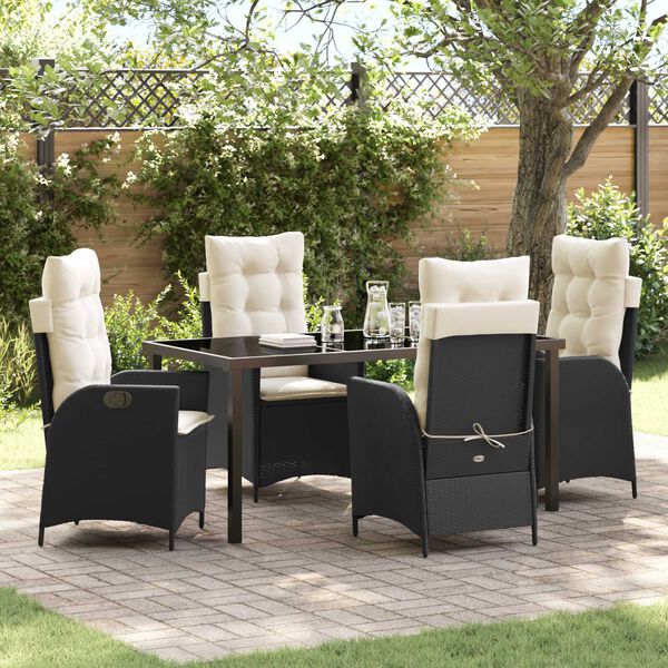 vidaXL Ensemble de salle &agrave; manger pour jardin 5 pcs Noir polyrotin