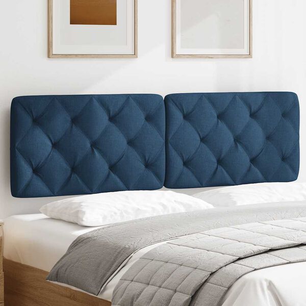vidaXL Coussin de t&ecirc;te de lit bleu 160 cm tissu