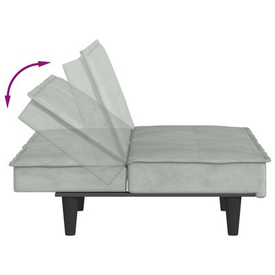 vidaXL Canapé-lit avec porte-gobelets gris clair velours