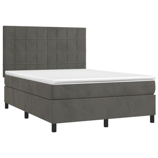vidaXL Sommier &agrave; lattes de lit et matelas Gris fonc&eacute; 140x200cm Velours