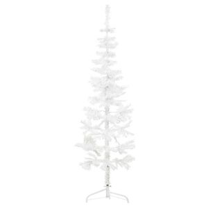 vidaXL Demi sapin de No&euml;l artificiel mince avec support Blanc 150 cm