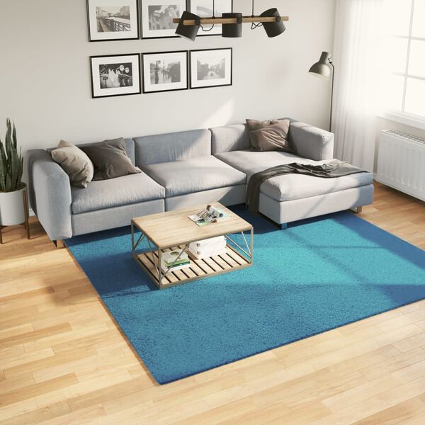 vidaXL Tapis OVIEDO &agrave; poils courts turquoise 240x240 cm
