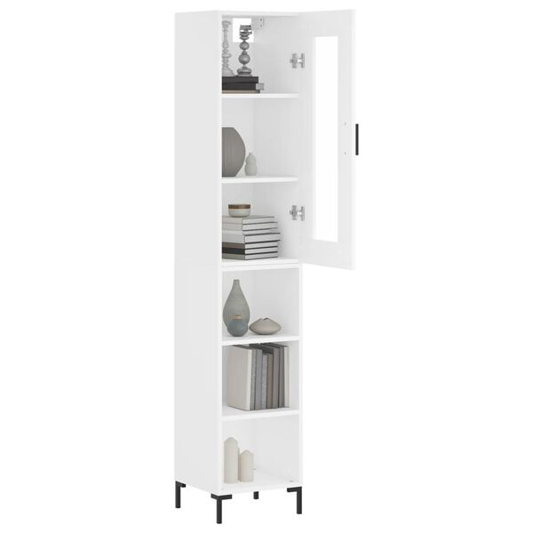 vidaXL Buffet haut Blanc 34,5x34x180 cm Bois d'ing&eacute;nierie