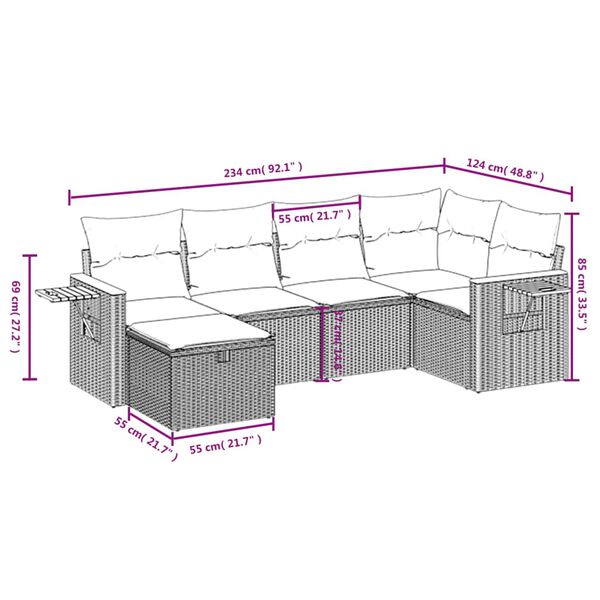 vidaXL Salon de jardin 6 pcs avec coussins gris r&eacute;sine tress&eacute;e