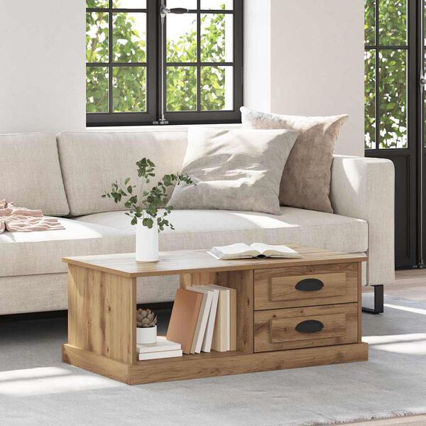 vidaXL Table basse Ch&ecirc;ne artisanal 90 x 50 x 35 cm Bois d'ing&eacute;nierie