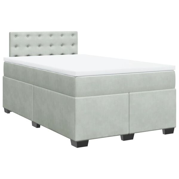 vidaXL Sommier &agrave; lattes de lit et matelas Gris clair 120x200cm Velours