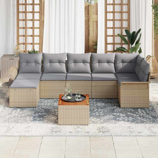 vidaXL Ensemble de canap&eacute; de jardin 8 pcs Beige et Gris clair