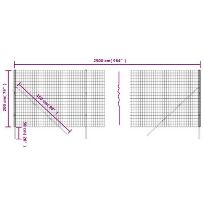 vidaXL Clôture en treillis métallique anthracite 2x25m acier galvanisé