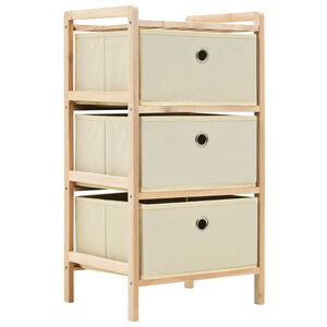 vidaXL &Eacute;tag&egrave;re de rangement 3 paniers Tissu Bois de c&egrave;dre Beige