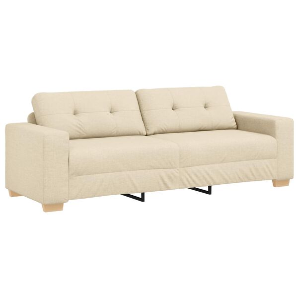 vidaXL | Sofa 3 places | avec coussin Crème tissu