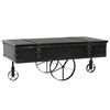 vidaXL Table basse avec roulettes noir 110x52x43 cm bois d'ing&eacute;nierie