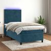 vidaXL Sommier &agrave; lattes de lit avec matelas et LED Bleu fonc&eacute; 90x190cm