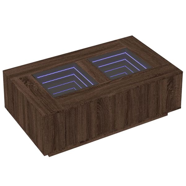 vidaXL Table basse avec LED infini chêne marron 116x69x40 cm