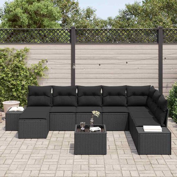 vidaXL Ensemble de canap&eacute; de jardin avec coussin 9 pcs polyrotin