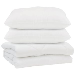 vidaXL Couette avec oreiller 3 pi&egrave;ces Blanc Microfibre