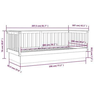 vidaXL Lit de jour sans matelas blanc 100x200 cm bois de pin massif