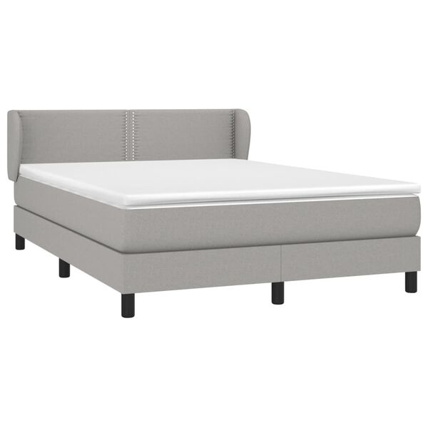 vidaXL Sommier &agrave; lattes de lit avec matelas Gris clair 140x200cm Tissu