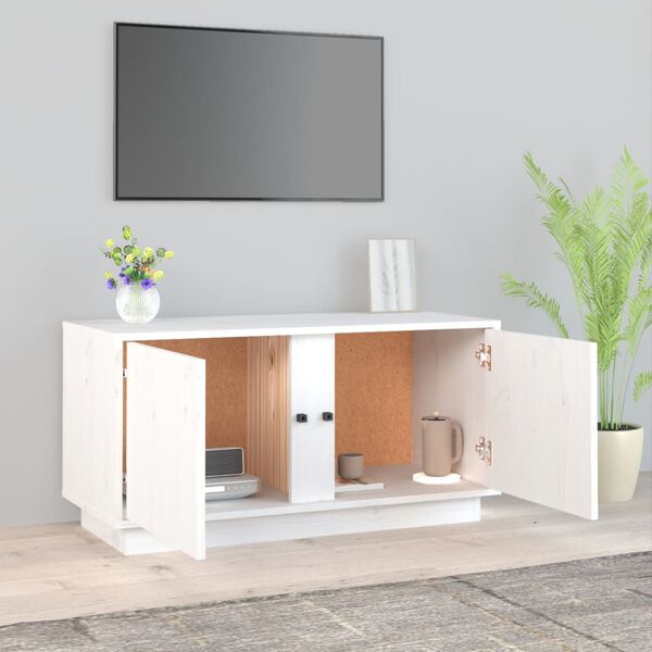 vidaXL Meuble TV Blanc 80x35x40,5 cm Bois de pin massif