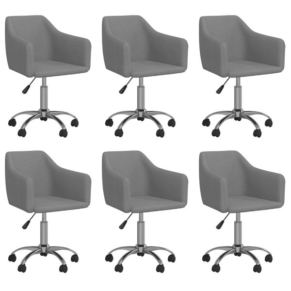 vidaXL Chaises pivotantes &agrave; manger lot de 6 Gris clair Tissu