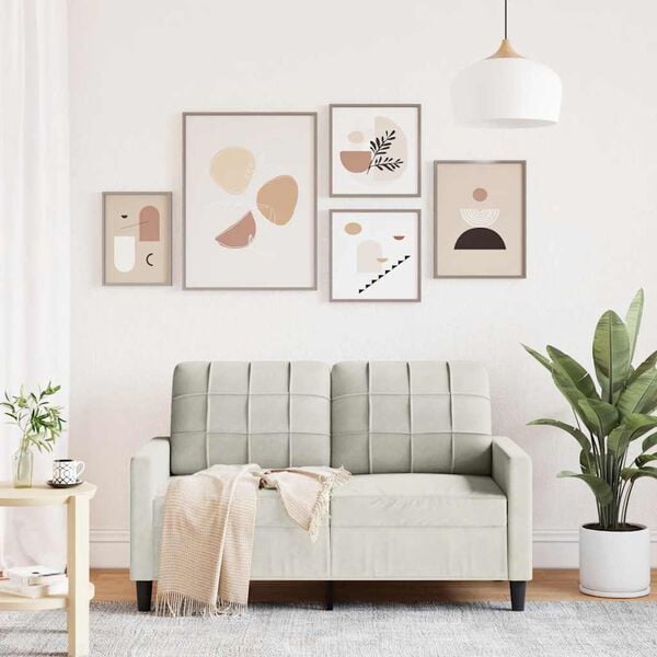 vidaXL Canap&eacute; &agrave; 2 places Cr&egrave;me 120 cm Velours