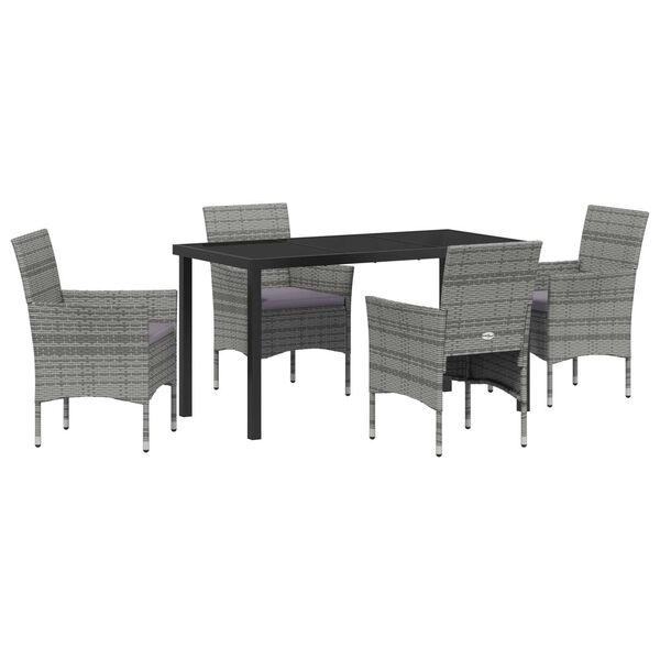 vidaXL Ensemble de salle &agrave; manger pour jardin 5 pcs Gris polyrotin