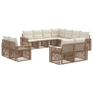 vidaXL Ensemble de canap&eacute; de jardin 11 pc Beige et blanc cr&egrave;me