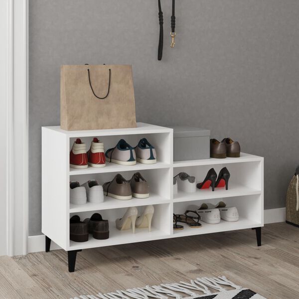 vidaXL Armoire &agrave; chaussures Blanc 102x36x60 cm Bois d'ing&eacute;nierie