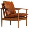 vidaXL Fauteuil Marron Cuir v&eacute;ritable avec bois d'acacia