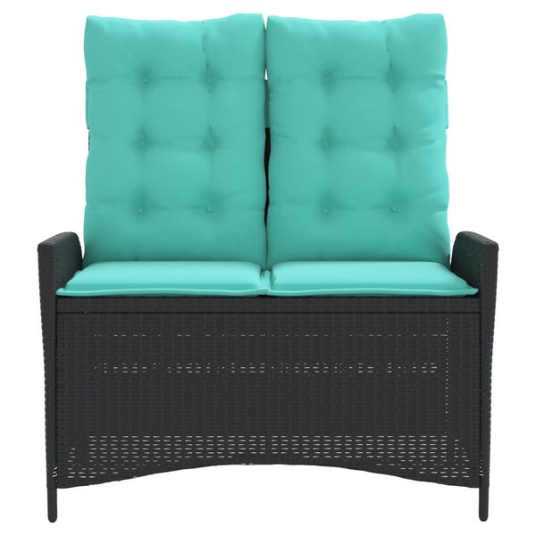 vidaXL Banc inclinable de jardin avec coussins noir r&eacute;sine tress&eacute;e