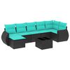 vidaXL Ensemble de canap&eacute; de jardin 8 pcs avec coussins noir r&eacute;sine tress&eacute;e