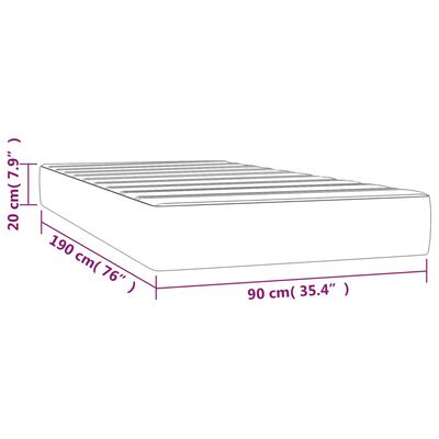 vidaXL Matelas de lit à ressorts ensachés Noir 90x190x20 cm Velours