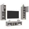 vidaXL Unit&eacute;s murales TV avec LED 5 pcs gris sonoma bois d'ing&eacute;nierie