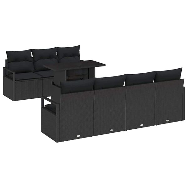 vidaXL Ensemble de canap&eacute; de jardin avec stockage 8 pcs Noir polyrotin