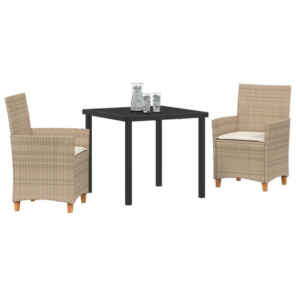 vidaXL Ensemble de salle &agrave; manger pour jardin 3 pcs Beige polyrotin