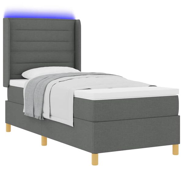 vidaXL Lit &agrave; ressorts avec matelas Gris 90 x 200 cm tissu