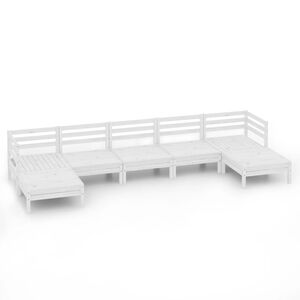 vidaXL Salon de jardin 7 pcs Blanc Bois de pin massif