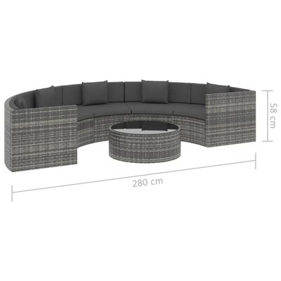 vidaXL Salon de jardin 6 pcs avec coussins résine tressée gris