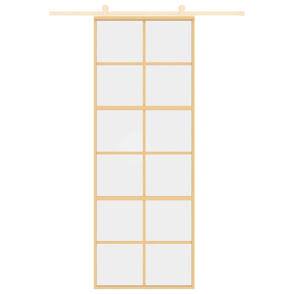 vidaXL Porte coulissante doré 76x205 cm verre ESG clair et aluminium