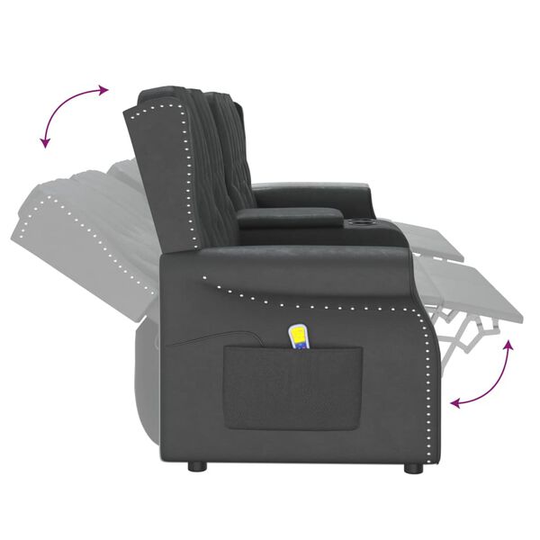 vidaXL Fauteuil inclinable porte-gobelets 4 places noir similicuir