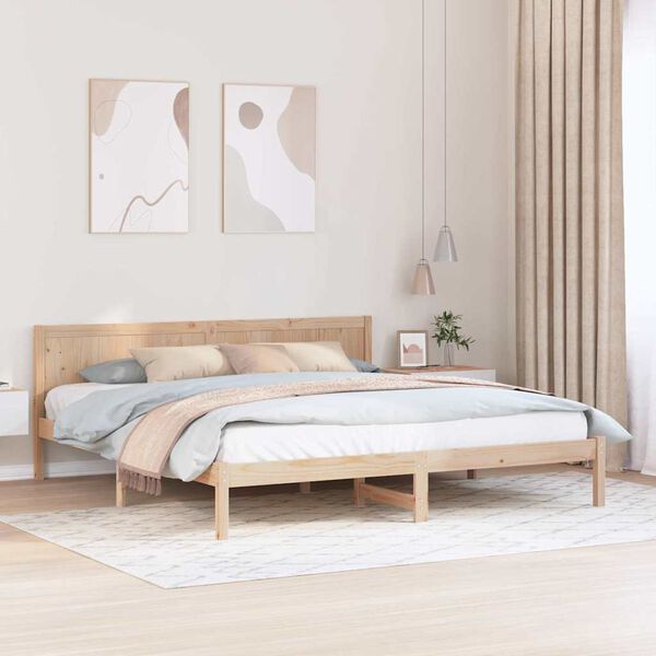 vidaXL Cadre de lit Marron 180 x 200 cm Bois de pin massif