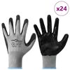 vidaXL Gants de Travail 24 pcs Gris et Noir 9 / l Polyester
