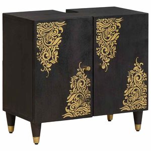 vidaXL Armoire d'&eacute;vier Noir 62 x 33 x 58 cm Bois de mangue massif