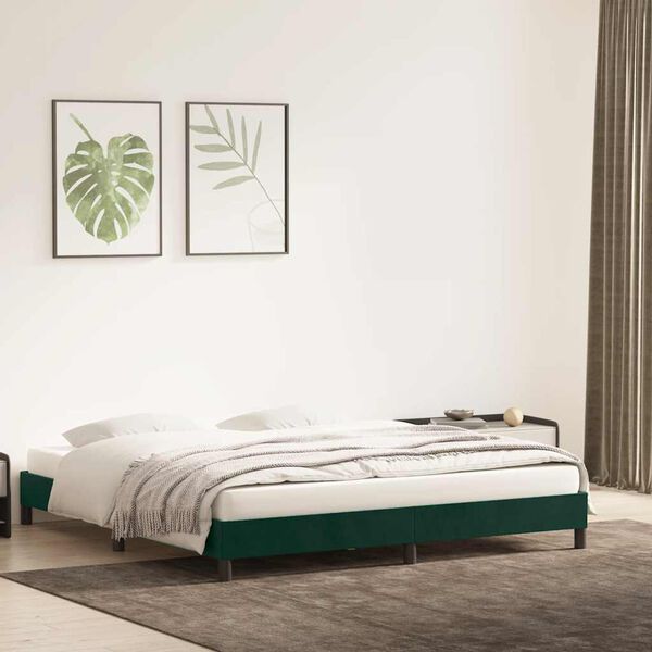 vidaXL Cadre de lit sans matelas vert fonc&eacute; 200x210 cm velours
