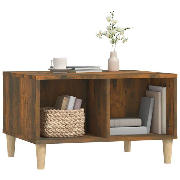 vidaXL Table basse Ch&ecirc;ne fum&eacute; 60x50x36,5 cm Bois d'ing&eacute;nierie