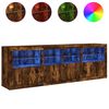vidaXL Buffet avec lumi&egrave;res LED ch&ecirc;ne fum&eacute; 202x37x67 cm
