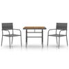 vidaXL Mobilier &agrave; d&icirc;ner d'ext&eacute;rieur 3 pcs R&eacute;sine tress&eacute;e Gris