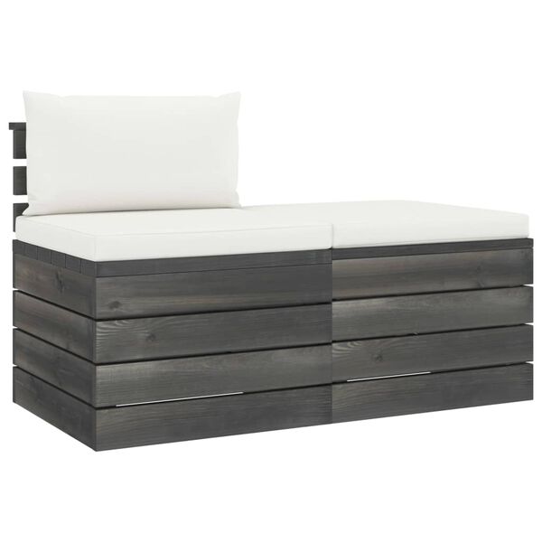 vidaXL Salon palette de jardin 2 pcs avec coussins Bois de pin massif