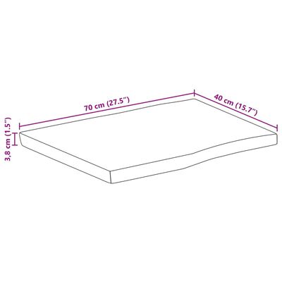 vidaXL Dessus de table 70x40x3,8 cm bord vivant bois massif manguier