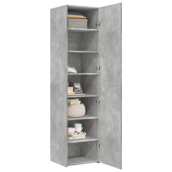 vidaXL Buffet haut gris béton 45x42,5x185 cm bois d'ingénierie