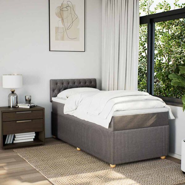 vidaXL Sommier &agrave; lattes de lit avec matelas Taupe 100x200 cm Tissu